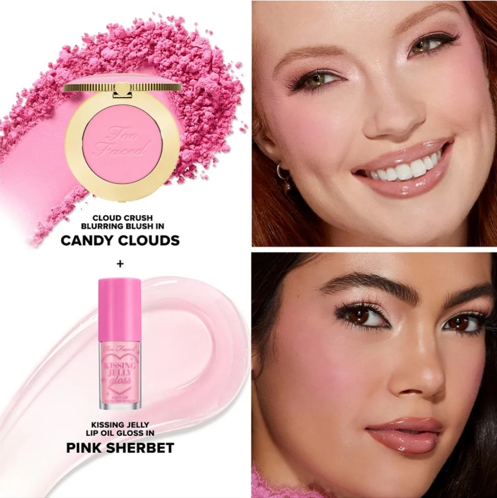 🌺Too Faced Dream A Little Dream Blush & Lip Gloss Set Pink Blush